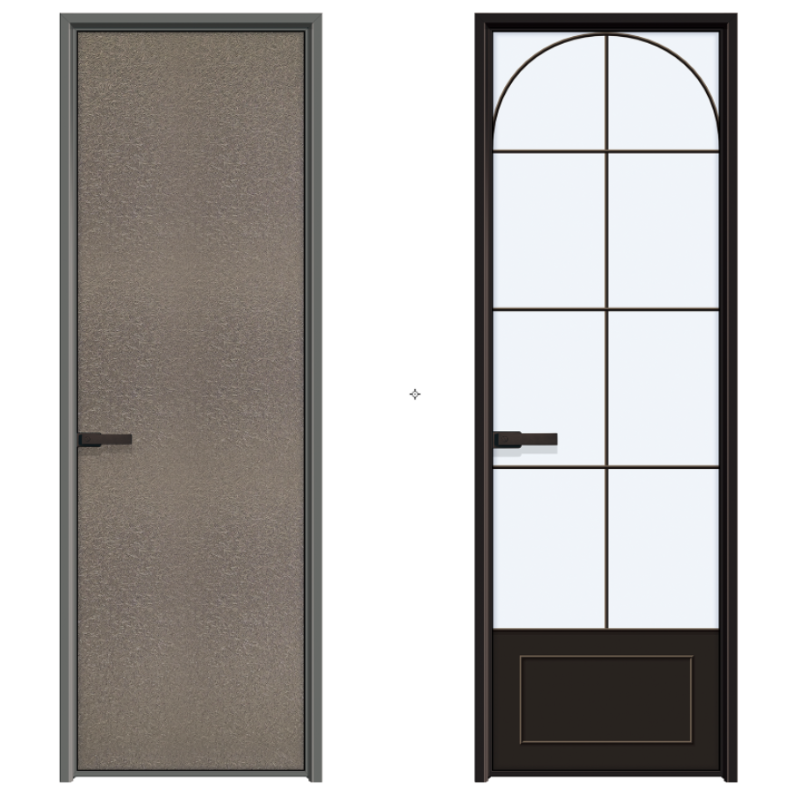 Hihaus Aluminum Casement Door Interior Bathroom Waterproof and Moisture-proof Glass Door
