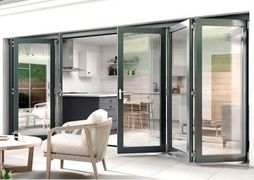 Competitive Price Custom Aluminum Bifold Doors Vertical Outdoor Folding Garage With Modern Design Grill Options Sizes