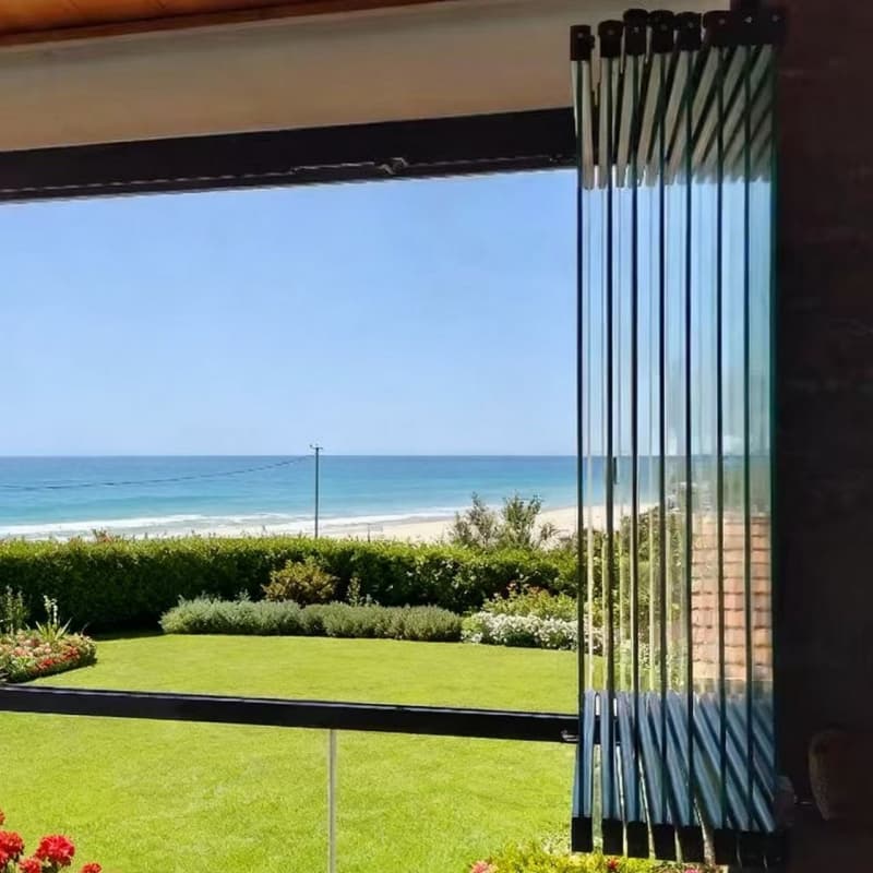 Full View Aluminium Folding Window Frameless Glass Bi-Fold Window System For Balcony Villa Patio Exterior