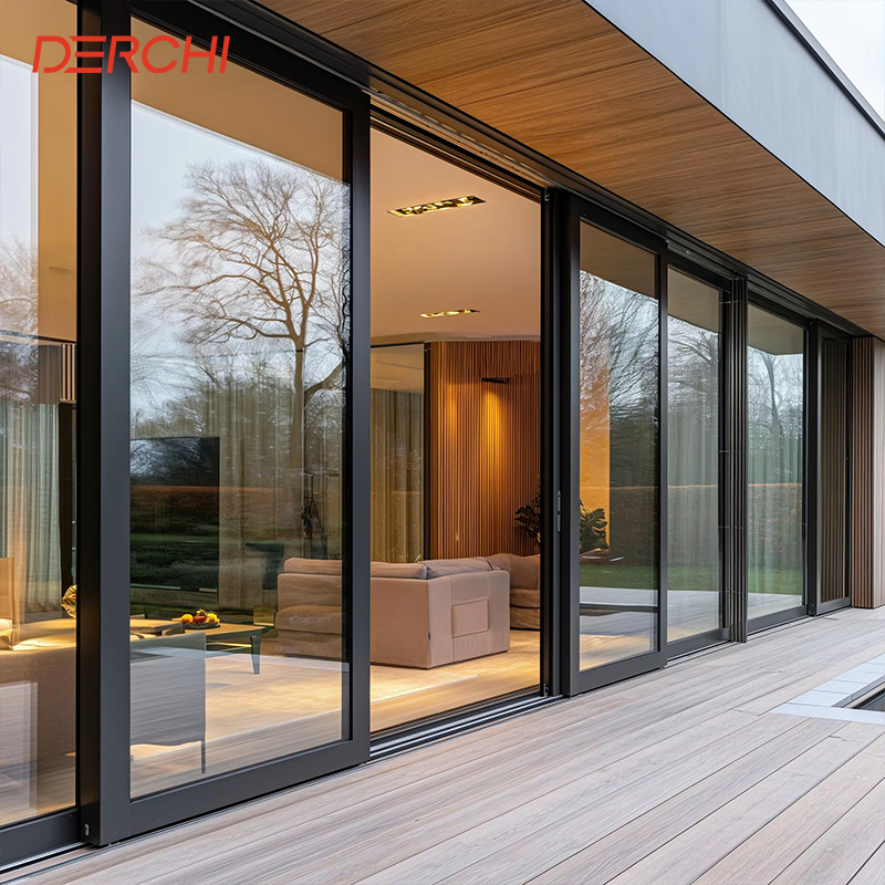 Residential House Commercial Heavy Duty Thermal Break Automatic Sliding Door Aluminum Patio Glass Door