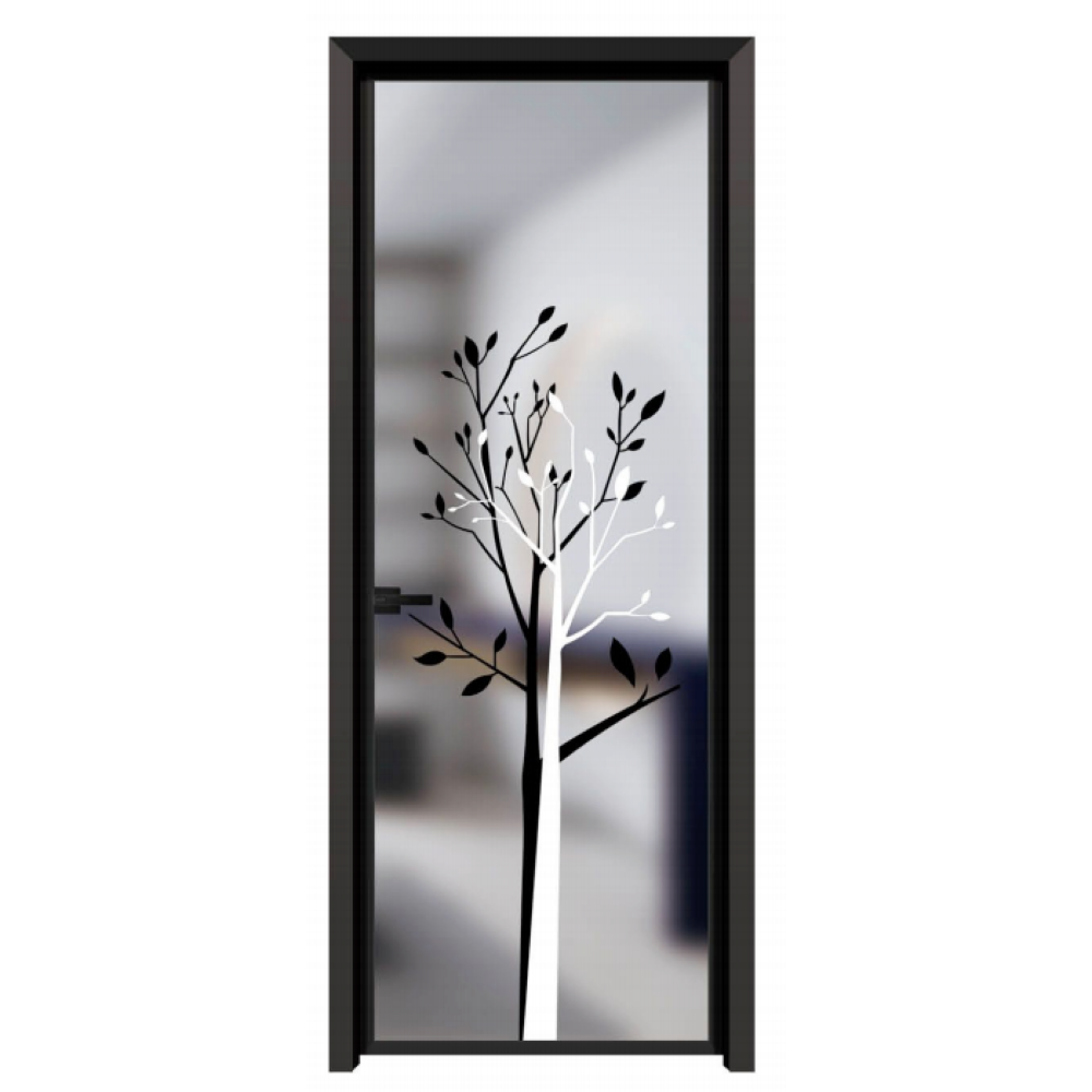 Modern Soundproof Slim Aluminum Glass Swing Door Ground Frosted Glass Customizable Size Minimalist Design for Hotel Bathroom