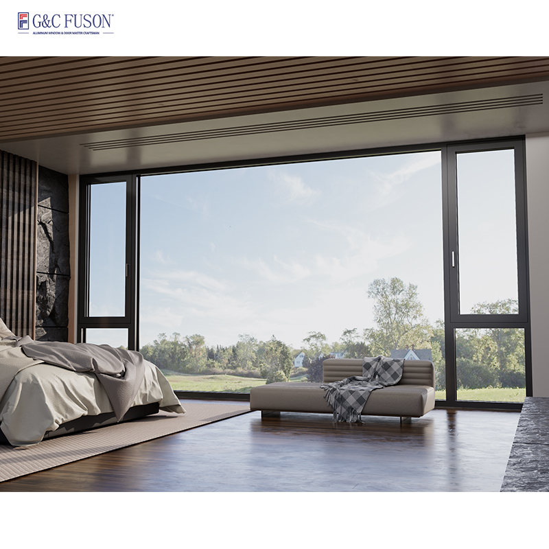 Fuson High Quality Durable Thermal Break Triple Glazing Inward Opening Tilt and Turn Aluminum Windows Bulletproof Windows
