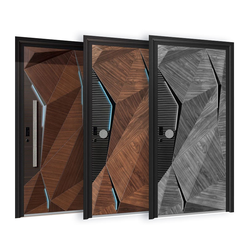 Modern Luxury Villa Apartment Aluminum Alloy Anti-Theft Main Entrance 3D Carving Wavy Security Exterior Front Entry for Hotel