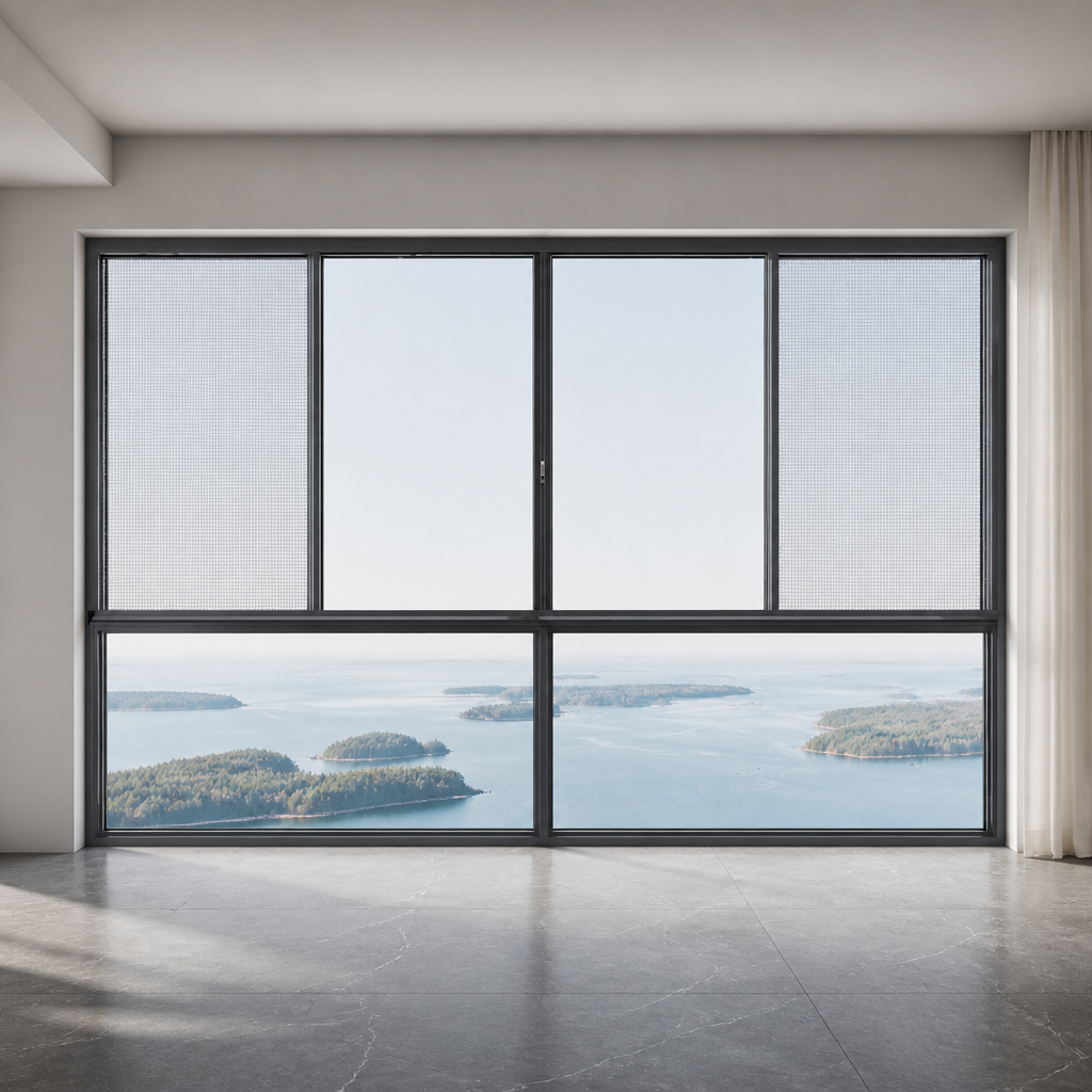 Aluminum Glass Interior Sliding Window Anthracite Frame Brush Seal Design for Tasting Room Bakery Patisserie Bistro Factory