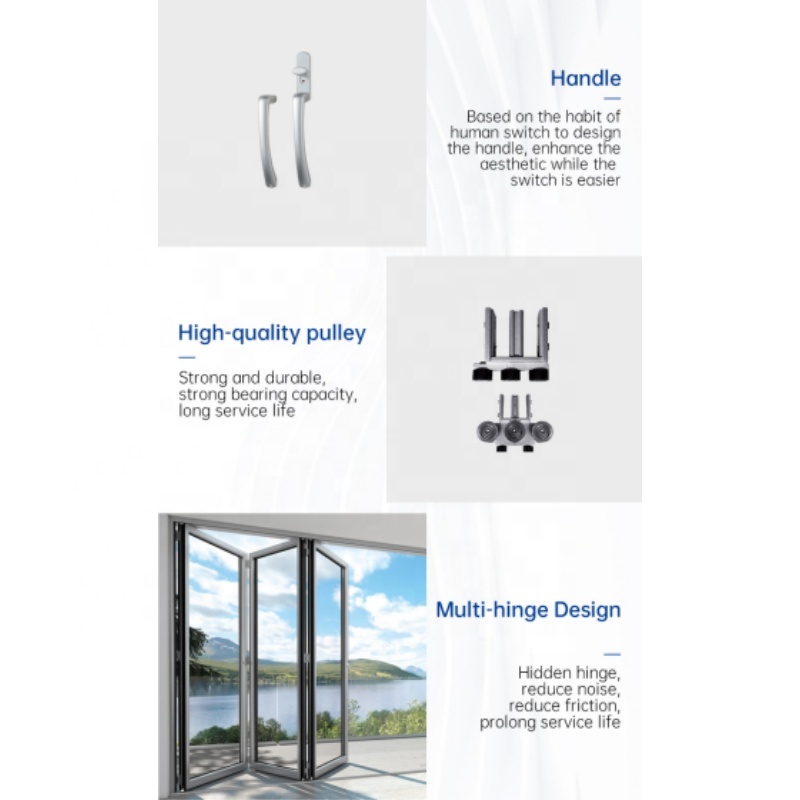 Aluminum Puerta Acordel Plegable Exterior Interior Patio Folding Door Front Doors Soundproof Bifold Patio Doors