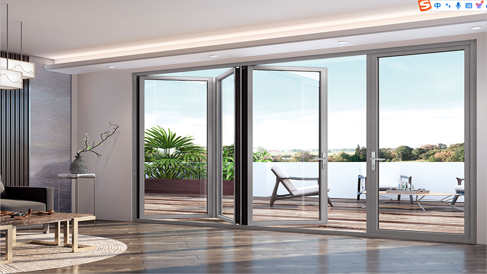 Thermal Break Aluminum Bi-folding Door Detail