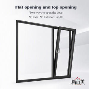 Flat Opening Top Opening Two Ways to Open No Exterior Handle Matt Black Slim Profile Aluminium Casement Window