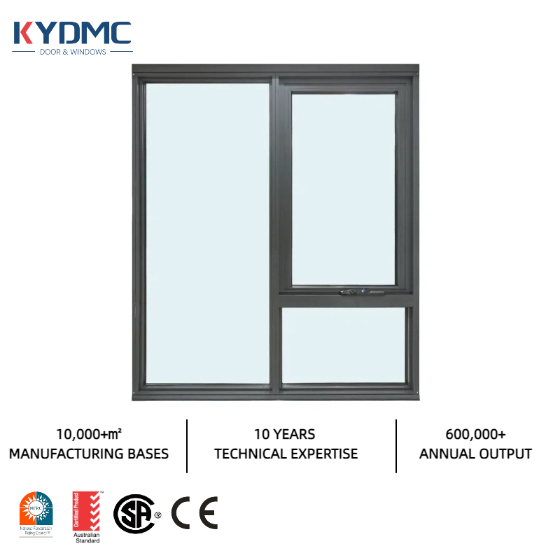 Custom NFRC American Contractor Double Glazed Aluminium Alloy Glass Windows Houses Waterproof Black Frame Awning Window