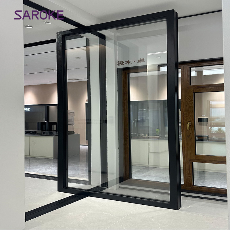 Black China Foshan Large Horizontal Exterior Modern Luxury Smart Aluminium Glass Pivot Doors