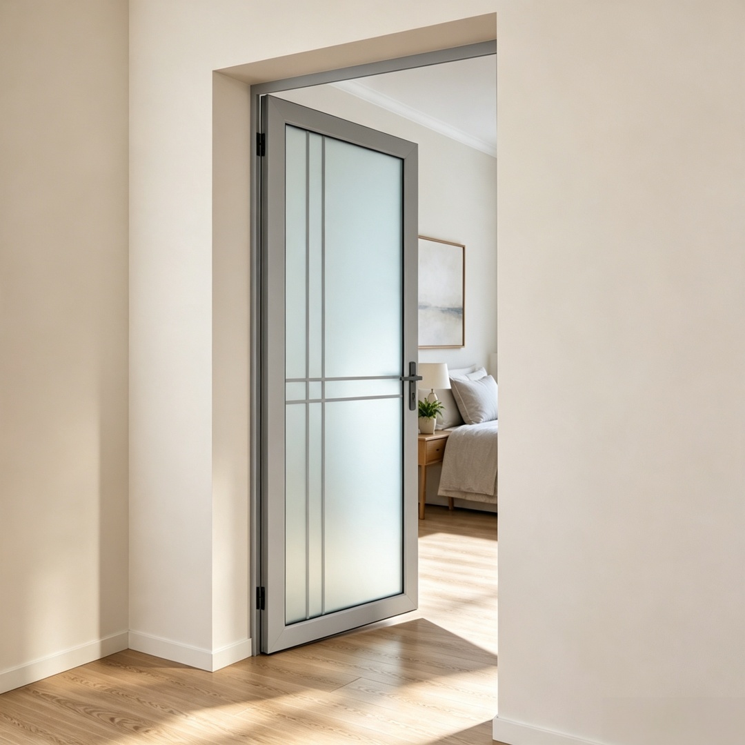 Factory Supply Aluminum Framed Casement Door Privacy Glass Swing Door Custom Size For Residential Villa Wet Area