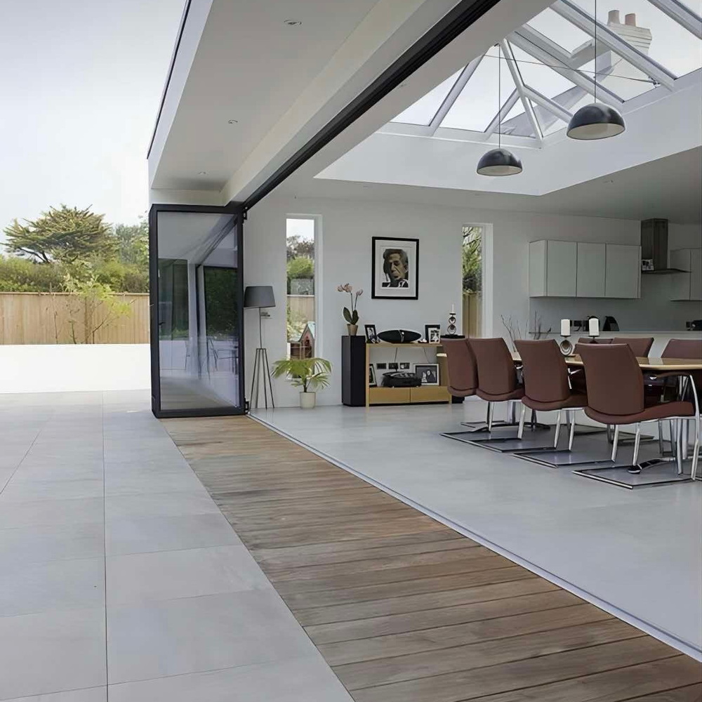 Aluminum Bifold Patio Door With Sliding Screen for Backyard Heavy Duty Energy Saving With Window Grill