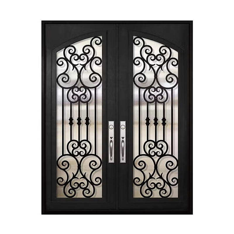 European Standard Aluminum Alloy Steel Framed Swing Glass Door Crittall Style Wrought Iron Anti-Theft Double Glazed French Doors