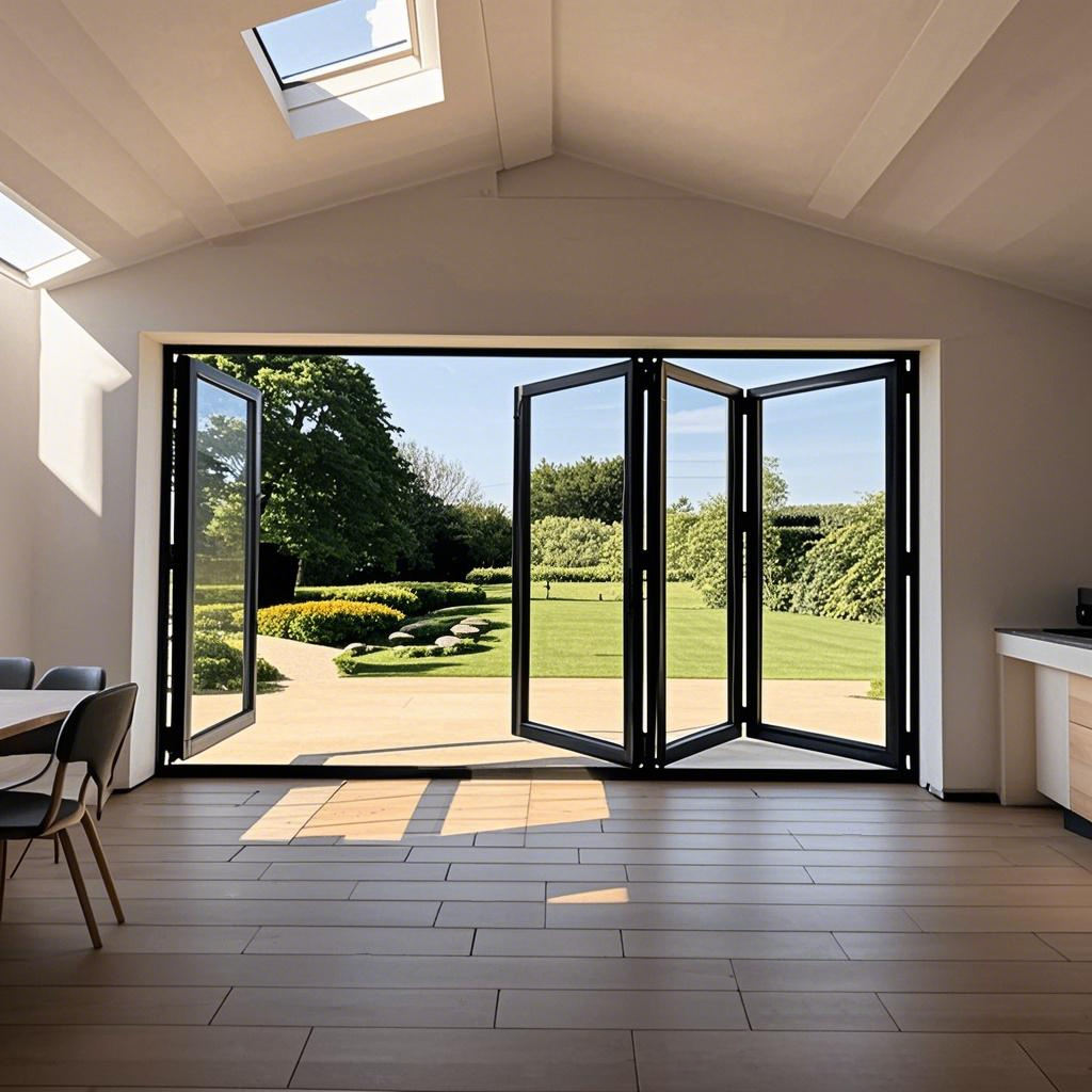 Bulk Engineering Aluminum Folding Door for Courtyard Bedroom Stable Multi-Splicing Double Tempered Glass Modern Design Hardcover
