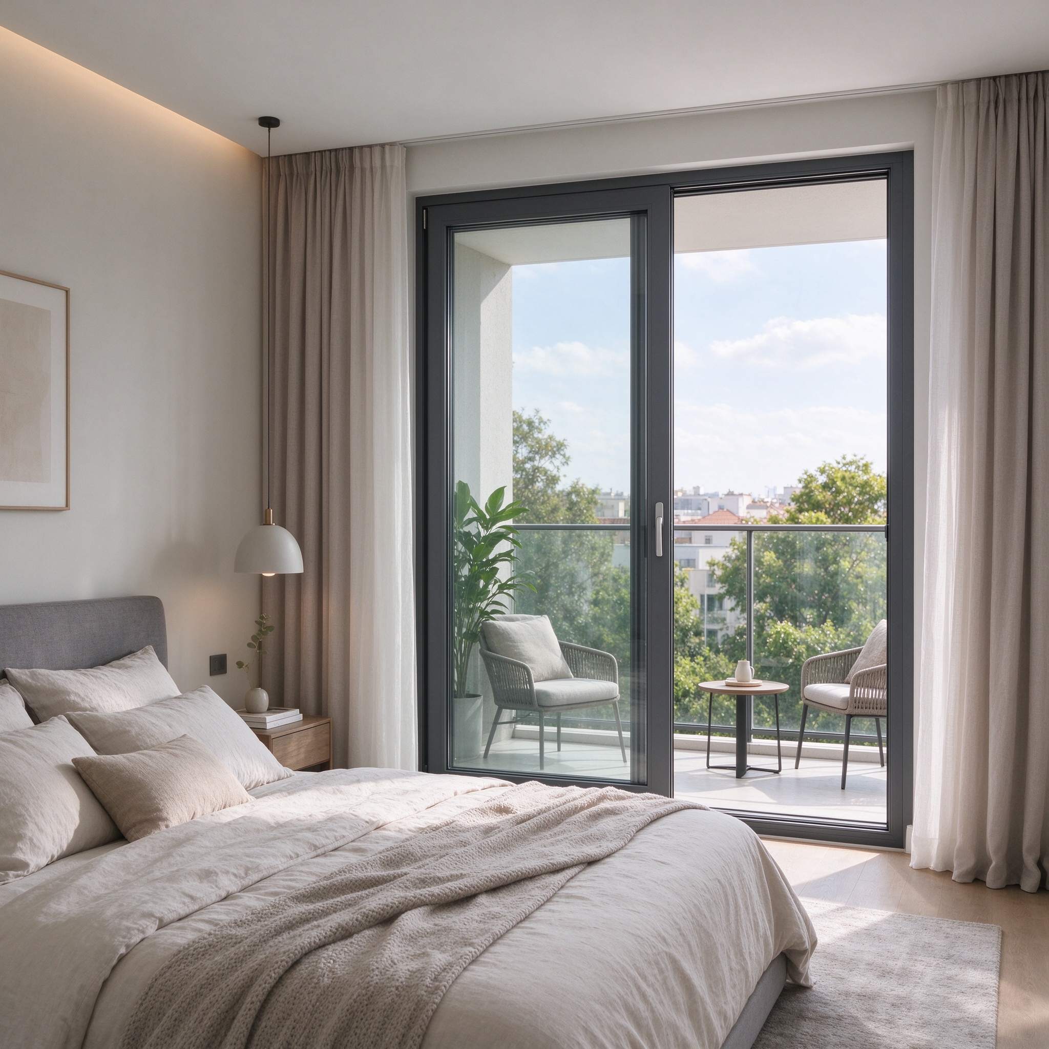 Anthracite Grey Aluminum Tilt and Turn Window, Thermal Break Casement Window for Modern Home