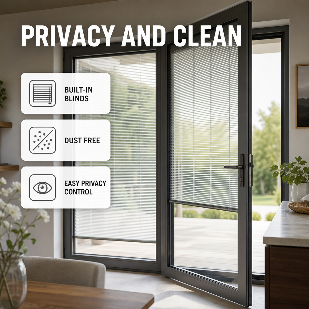 Multi Point Locking Aluminum Casement Entry Door Double Glazed Security Swing Door Thermal Break Patio
