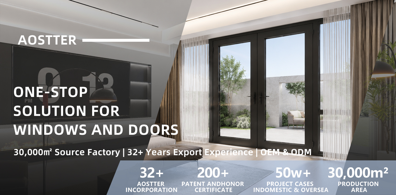 AOSTTER Manual Moisture Resistant Aluminum Casement Door Frosted Obscure Panel Sleek Handle for Farmhouse Elegant Bathroom Setup