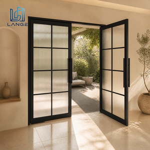 Hurricane Impact Thermal Break Aluminum Casement Door High Security Exterior Glass Entrance Doors for Coastal Luxury Home