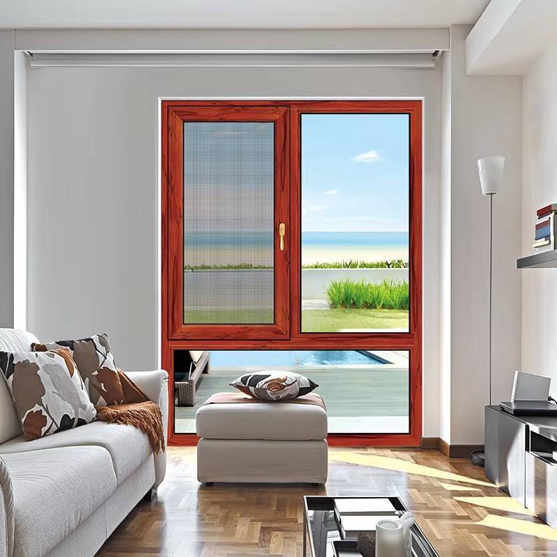 China Factory Aluminum Windows and Doors Wooden Color Aluminum Windows and Doors