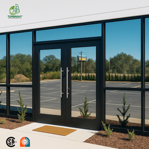 Topbright Modern Commercial Hotel Storefront Door Soundproof Aluminum Framed Double Glass Exterior Security Hinged Foldable