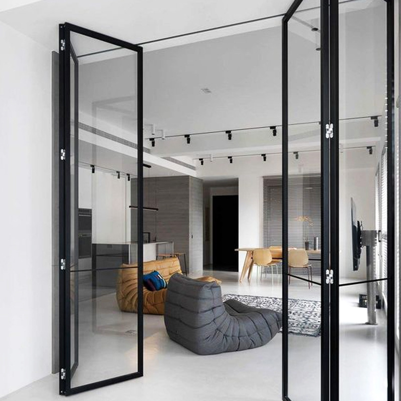 Bulk Engineering Aluminum Folding Door for Courtyard Bedroom Stable Multi-Splicing Double Tempered Glass Modern Design Hardcover