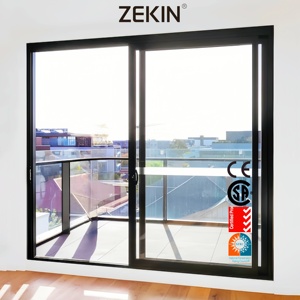 Customized Size Sliding Doors Double Glass Aluminum Doors Heat Insulation Energy Efficient Balcony Sliding Patio Door for Sale