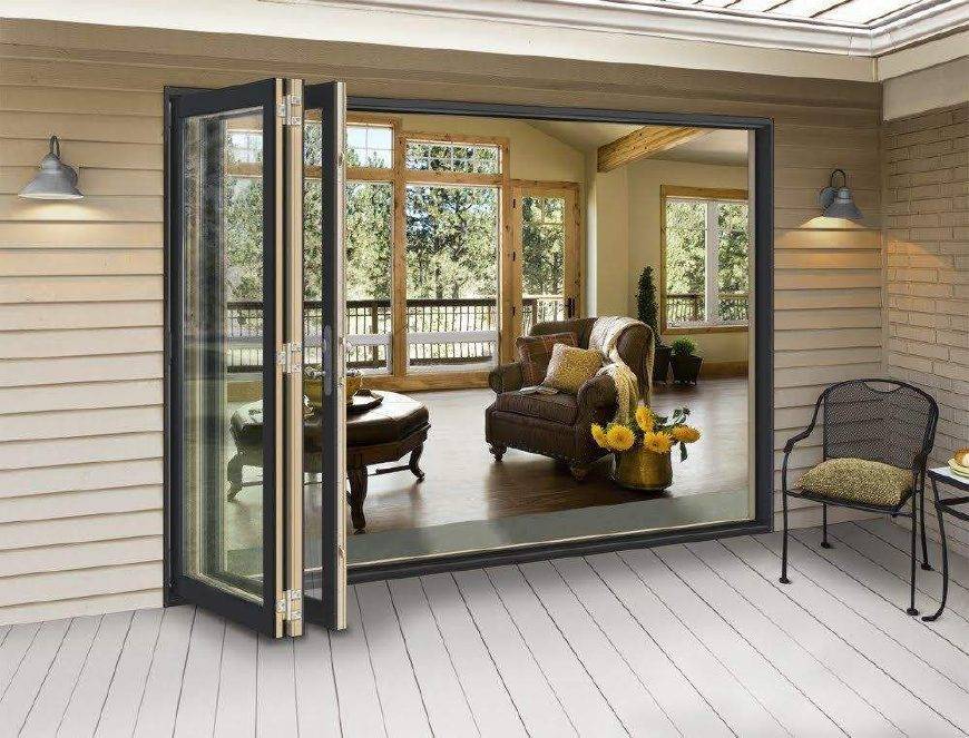 Competitive Price Custom Aluminum Bifold Doors Vertical Outdoor Folding Garage With Modern Design Grill Options Sizes