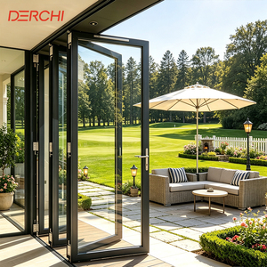 DERCHI NFRC Hurricane Impact Modern Outdoor Balcony Bifold Accordion Sliding Aluminum Glass Folding Double Glazed Patio Doors