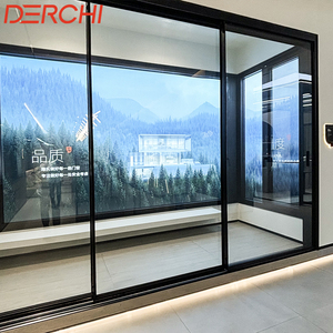 DERCHI Extremely Narrow Slim Frame 8mm Single Glass Soundproof Interior Living Room Aluminum Glass Sliding Door