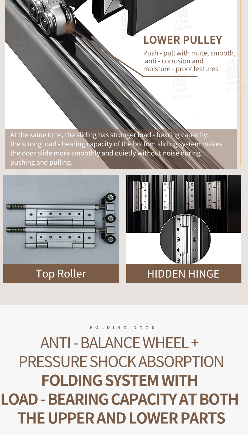 Aluminum Glass Folding Bifold Panel Door Cottage Interior Ideal European Homes and Small Spaces Folding Door