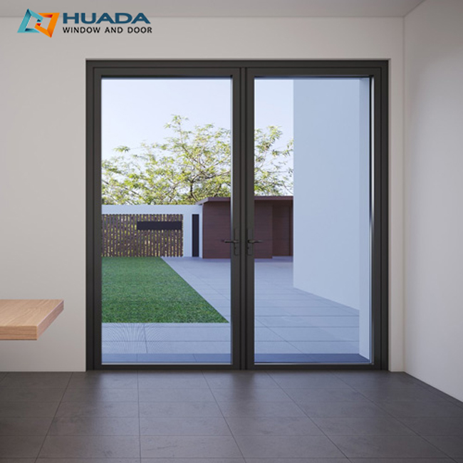 Custom Aluminum French Glass Swing Doors Soundproof Hurricane Impact Double Glazed French Doors For Villa