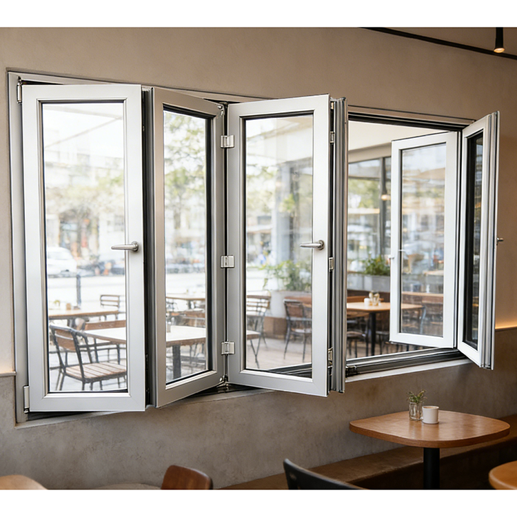 Customized Tempered Glass Heat Insulation Aluminum Frame Balcony Sliding Folding Window