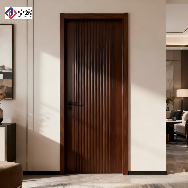 Aluminum Alloy Wood Grain Interior Door for Bedroom and Dining Manual Opening Finished Surface China Export From Jiangxi