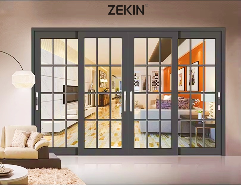 Customized Balcony Sliding Door NFRC AS2047 Thermal Break Aluminum with SDL Double Tempered Glass Sliding Patio Door for Sale