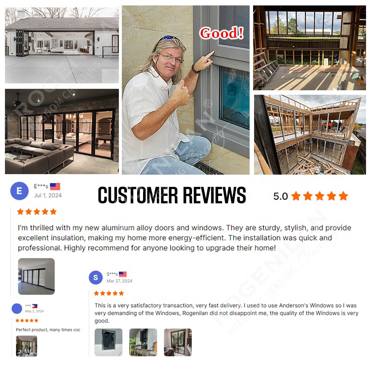 Rogenilan NO.1 Aluminum Double Glass Casement Window Triple Glaze Tilt Turn or Awning Swing Windows for House with Screen