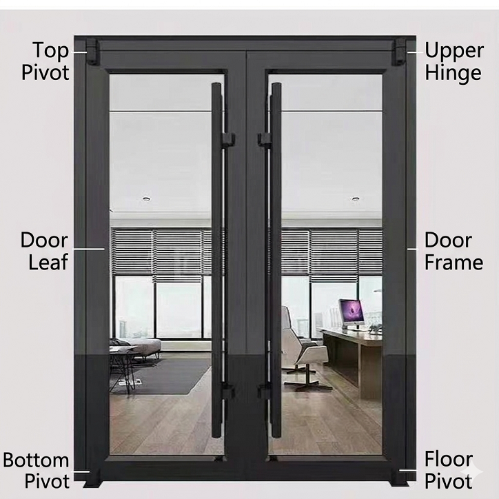 White Sectional Aluminum modern Door With Fixed Sidelight &amp; Transom Commercial Entrance Door For Office Shop Custom Size