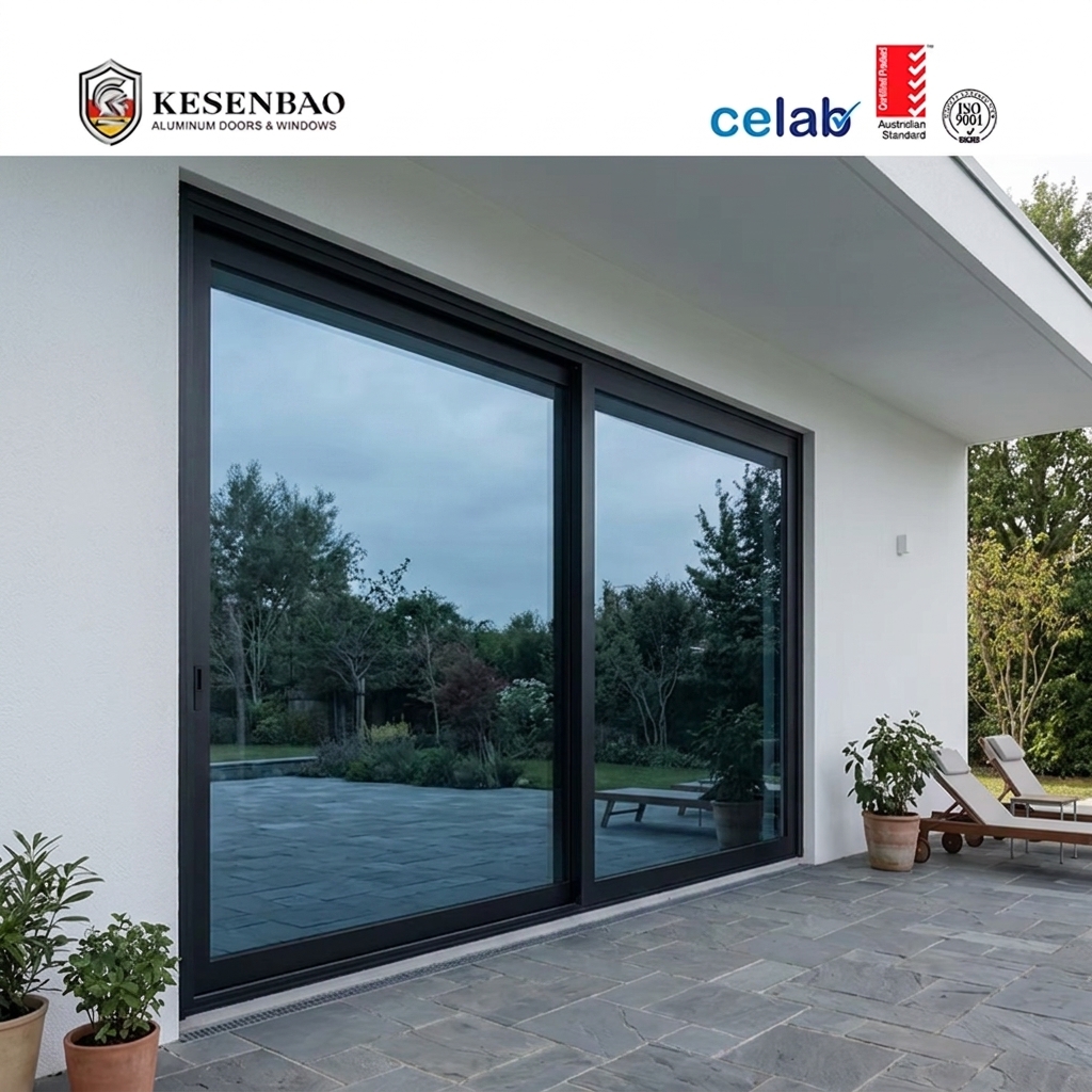 Heavy Duty Reflective Glass Aluminum Sliding Doors With Flyscreen For Residential Villa Projects