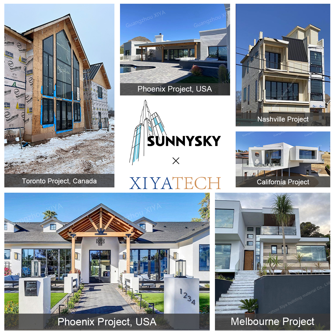 Sunnysky Full View Glass Garage Door Sectional Overhead Lifting Aluminum Framed Commercial Exterior Moving Panel Doors