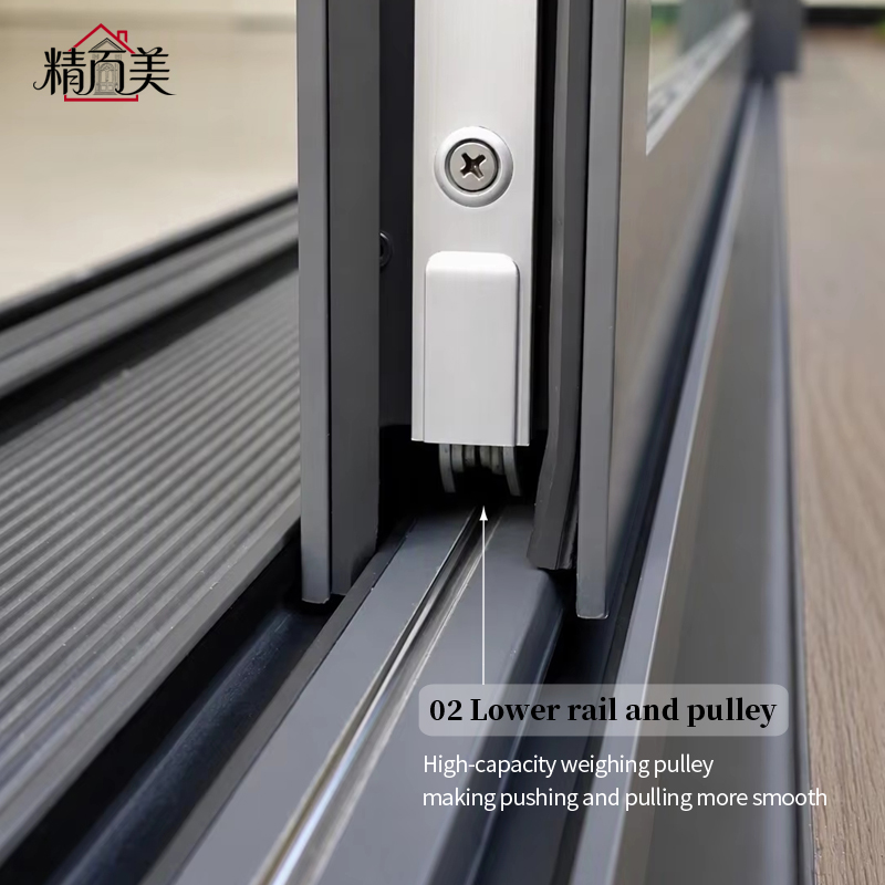 Customized Multiple Sealing Strips Wind Pressure Resistant 180 Degree Handle Rotation Aluminum Lift And Slide Door For Exterior