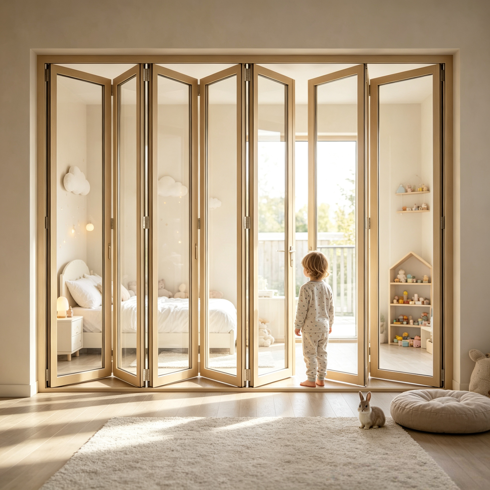 Aluminium Bifold Folding Patio Door Thermal Break Double Tempered Glass Exterior Sliding Entry Doors Bifold Fold Door