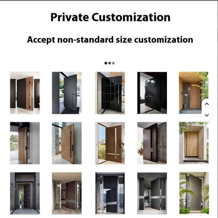 Modern Aluminum Door with Glass Inserts, Anti-Theft Security Exterior Door for Villa, Matte Grey Finish