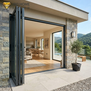 Custom Size Heavy Duty Modern Bi Fold Outdoor Patio Doors Aluminium Exterior Folding Glass Door Thermal Break Soundproof for