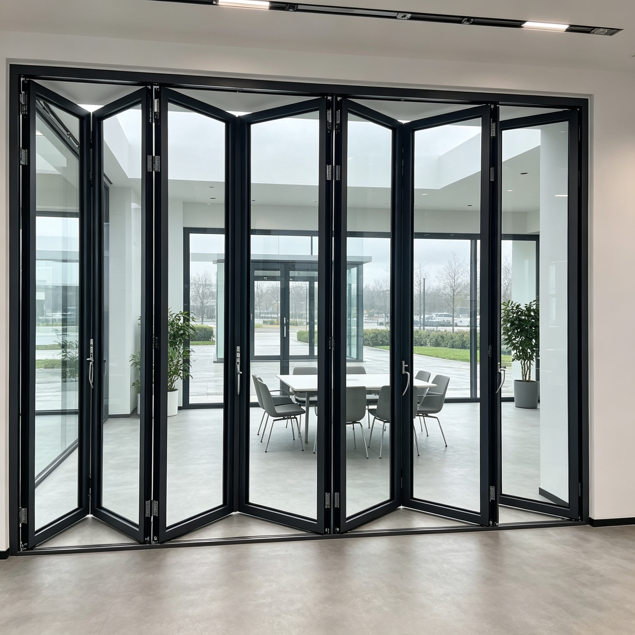 Factory Sale Energy Saving Bifold Aluminum Doors Hurricane Impact Double Glazed for Residential Courtyard