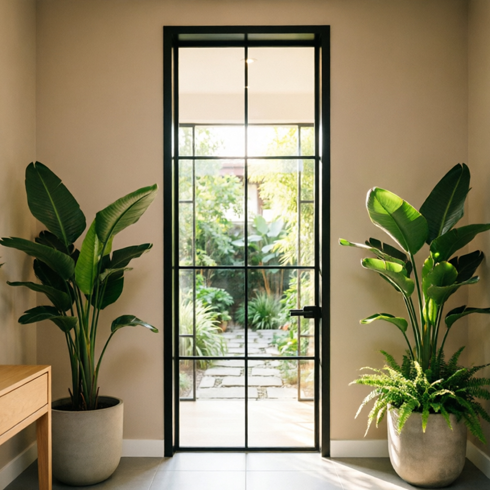 Durable Slim Frame Aluminum Glass Swing Door Soundproof Minimalist Interior Bathroom Door for Apartment Luxury Home Decoration