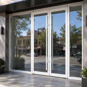 Windproof Exterior Thermal Break Double Front Aluminum Spring Door French Glass Aluminum Alloy Windproof Modern Hinged Door