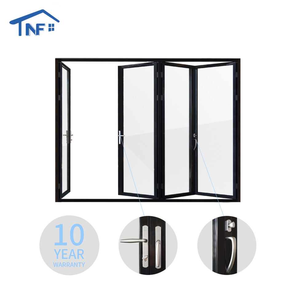 NFRC American Customized Modern Double Glazed Bifold Exterior Aluminum Door Patio Aluminium Folding Glass Door