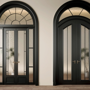 ALUFRONT Insulated Arched Antique Heritage Black Aluminium Door