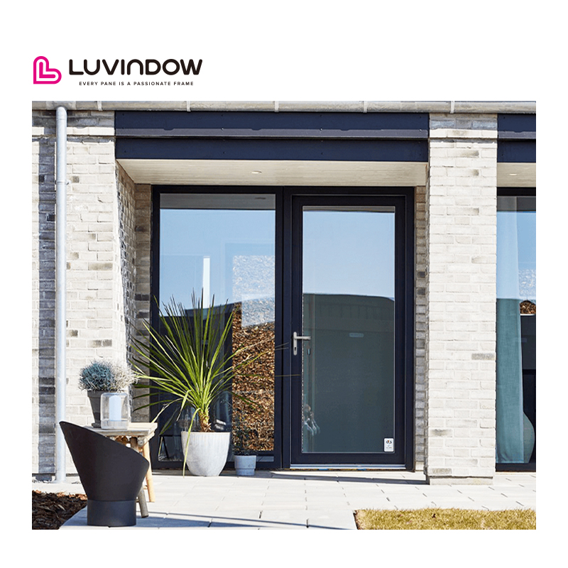 Luvindow Residential Aluminum Doors for House Patio Heat Insulated Rainproof Double Entry Swing Doors with Glass