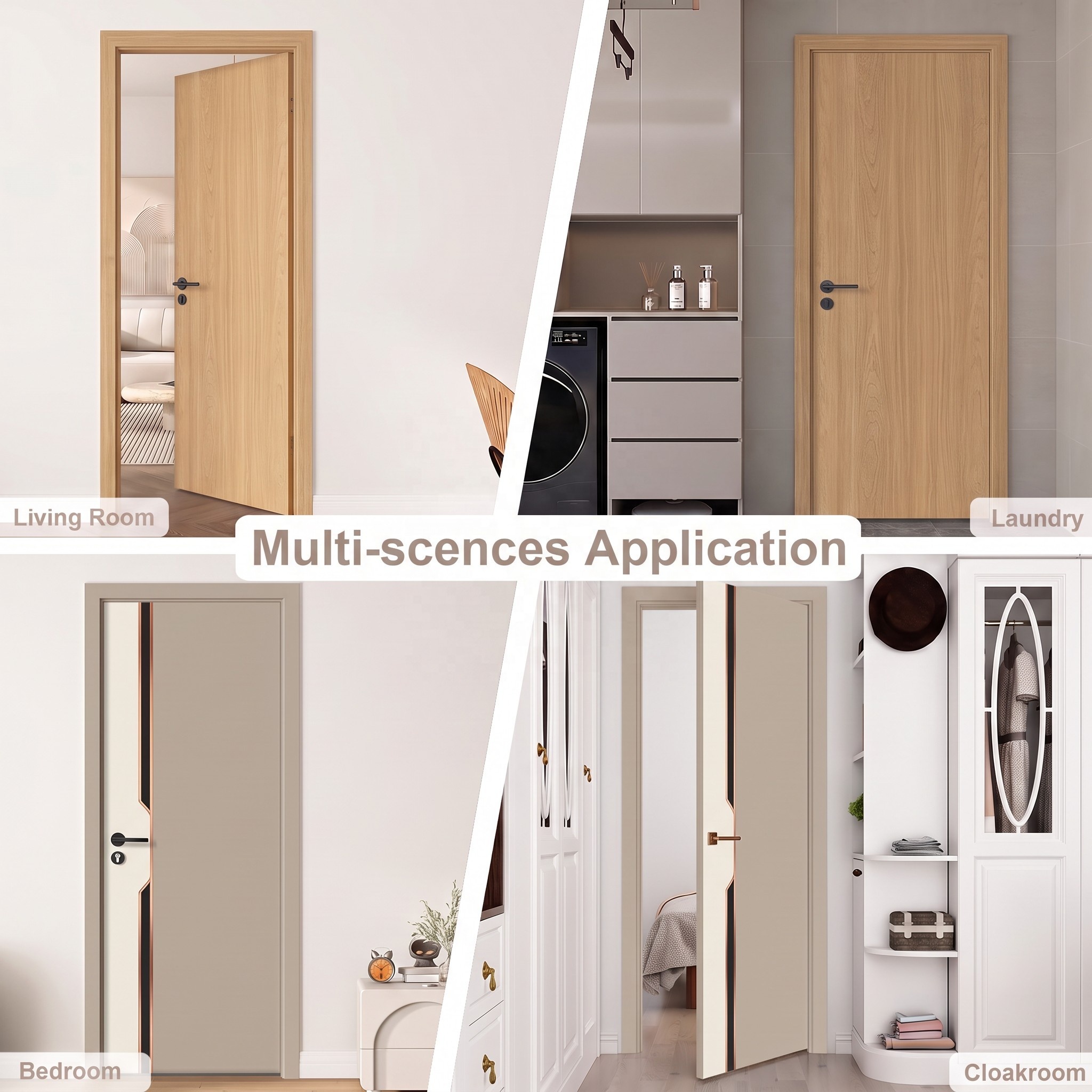 Wholesale Glass Panel Wooden Doors For Hotel &amp; Apartment Frosted Glass, 8mm Thickened Panel, Aluminum Frame, Custom