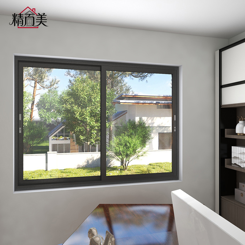 Interior Custom Design Maintenance Free Aluminum Sliding Window With Twin Sash Glass Pane For Home Office Study Room Apartment