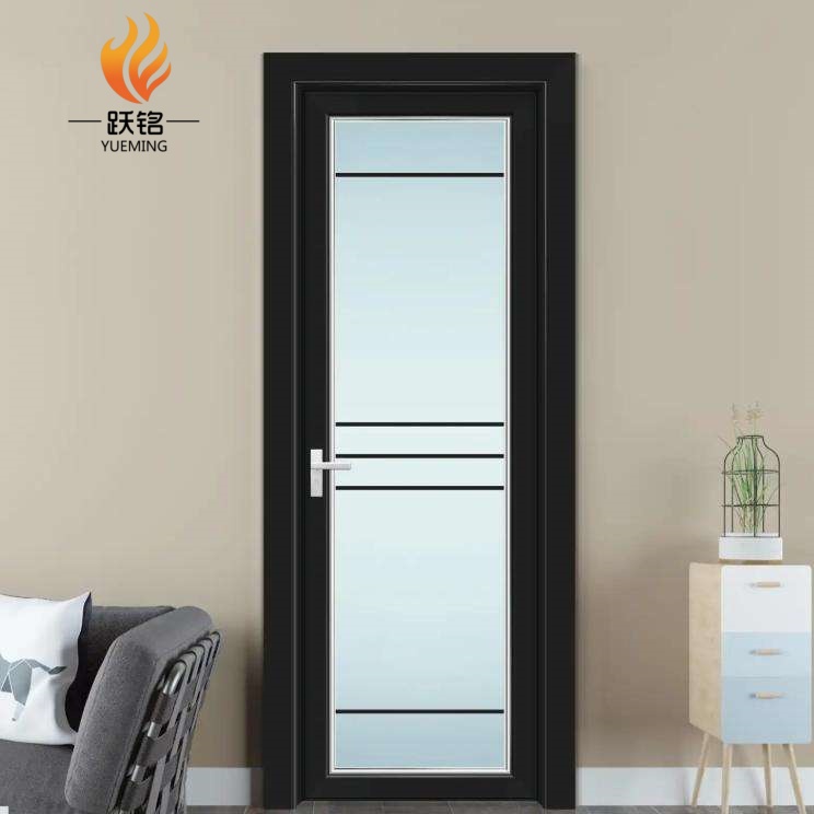 Luxury Modern Design Thermal Insulation Aluminum Casement Door Slim Frame Glass Swing Door for Bathroom Entry Interior Exterior